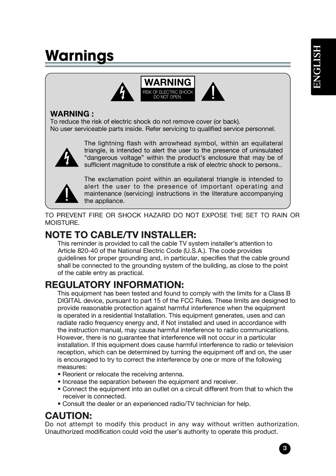 Kreisen KR-320T owner manual Regulatory Information 