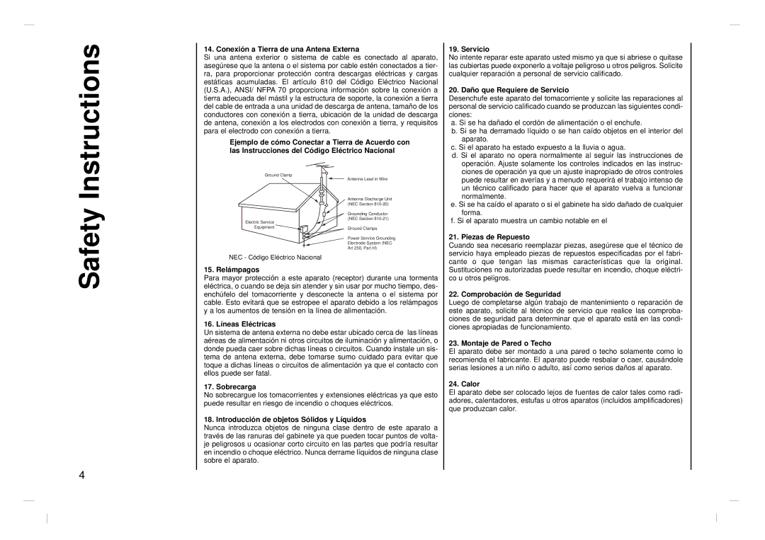 Kreisen KR-370T owner manual Conexión a T ierra de una Antena Externa 