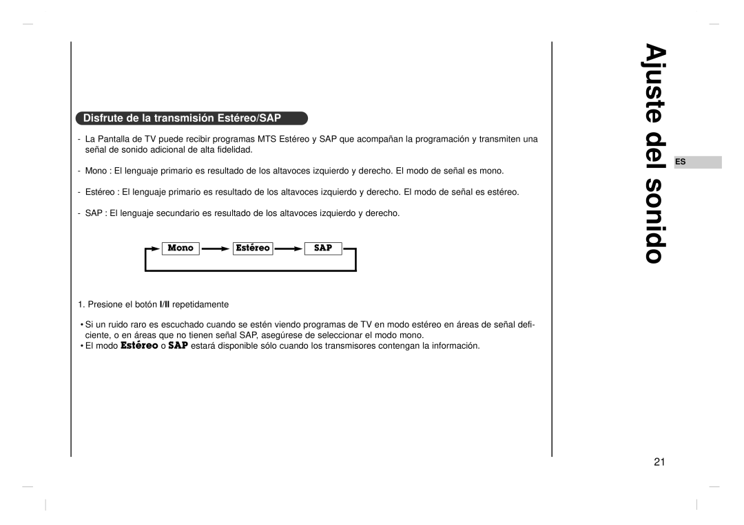 Kreisen KR-370T owner manual Disfrute de la transmisión Estéreo/SAP 