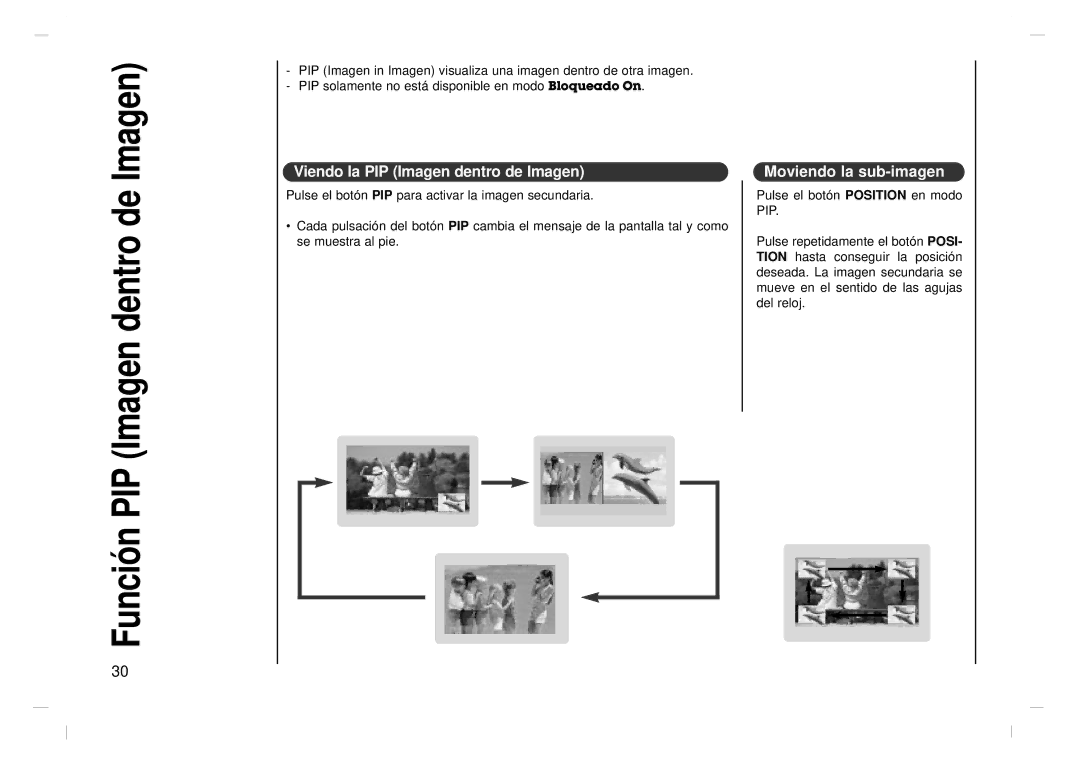 Kreisen KR-370T owner manual Viendo la PIP Imagen dentro de Imagen, Moviendo la sub-imagen 