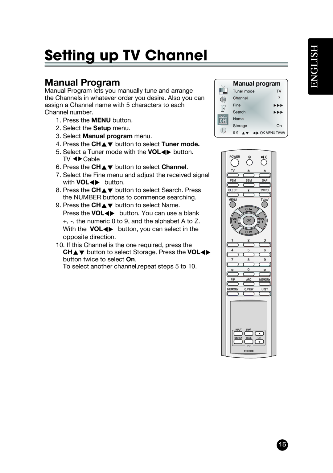 Kreisen KR-400T owner manual Manual Program, Select Manual program menu 