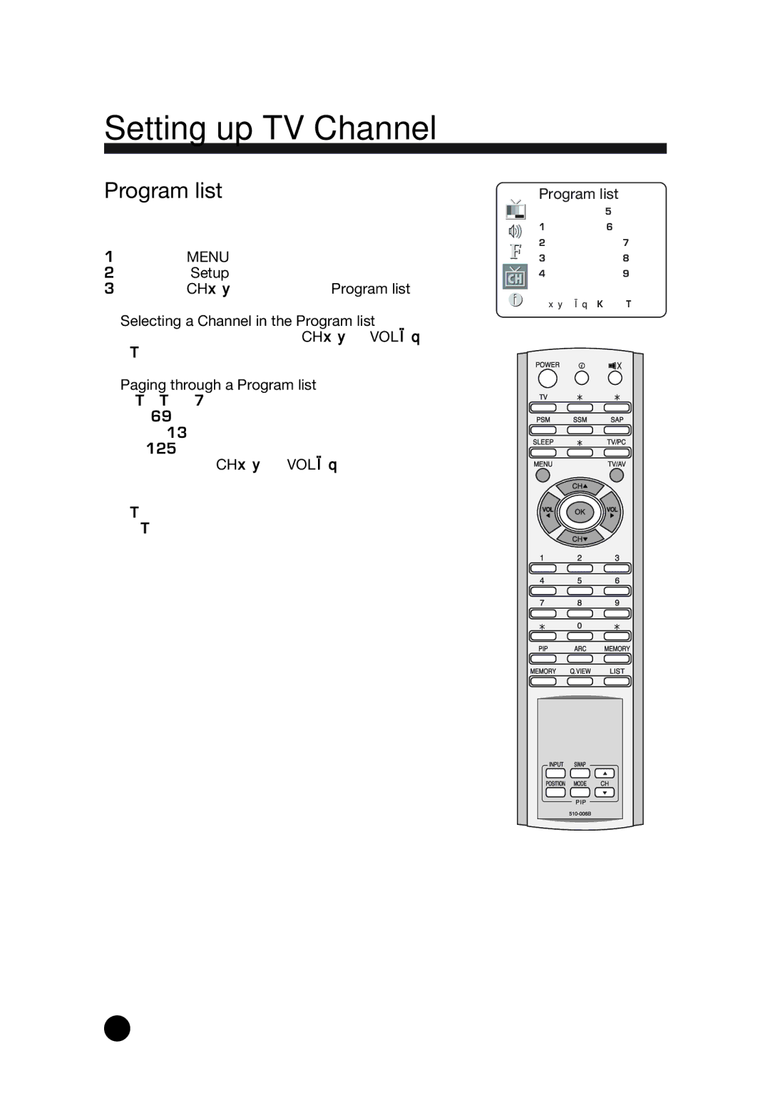 Kreisen KR-400T owner manual Selecting a Channel in the Program list, Paging through a Program list 