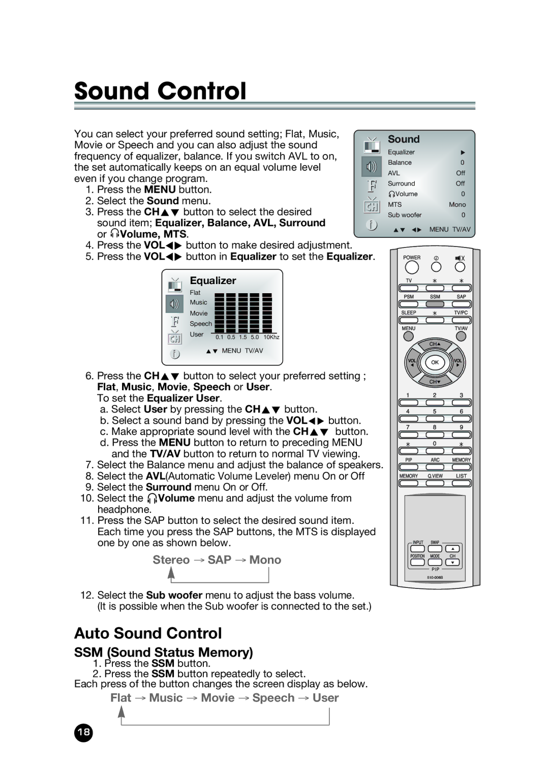 Kreisen KR-400T owner manual Auto Sound Control, To set the Equalizer User 