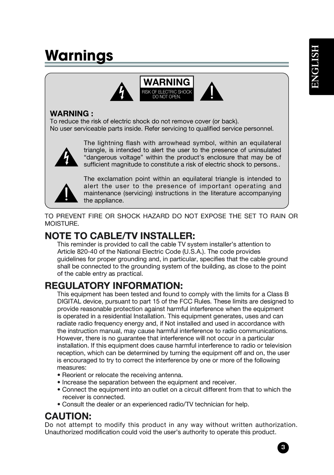 Kreisen KR-400T owner manual Regulatory Information 