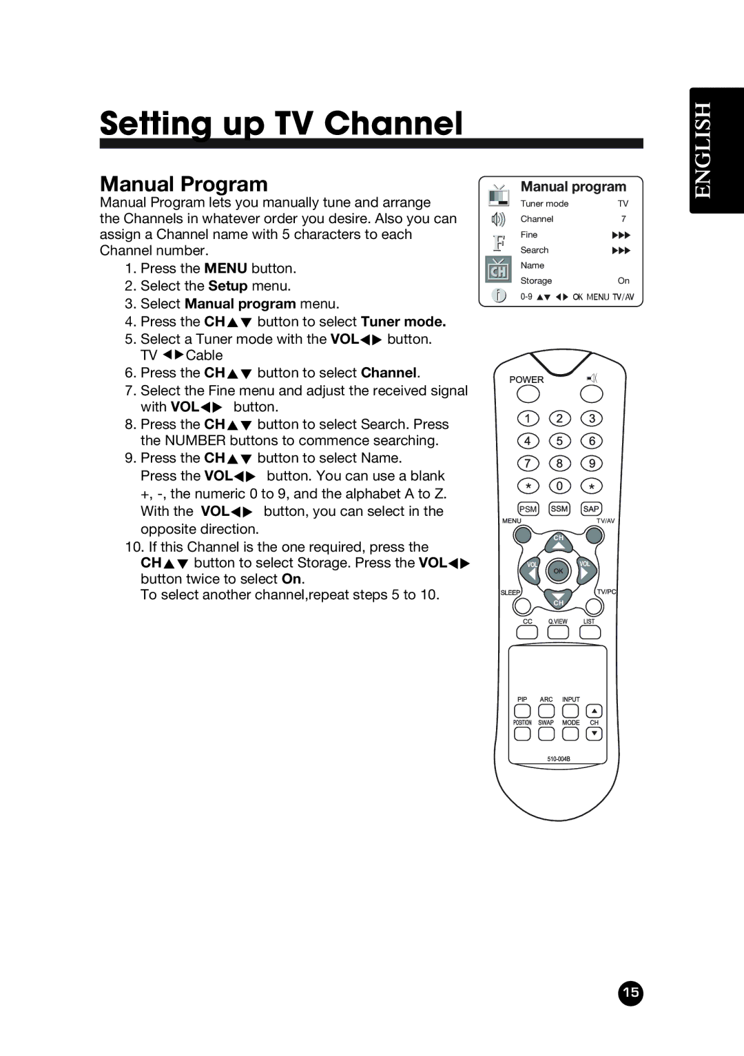 Kreisen LT-30FMP owner manual Manual Program, Select Manual program menu 