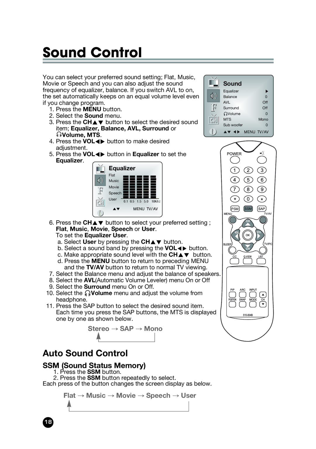 Kreisen LT-30FMP owner manual Auto Sound Control, To set the Equalizer User 