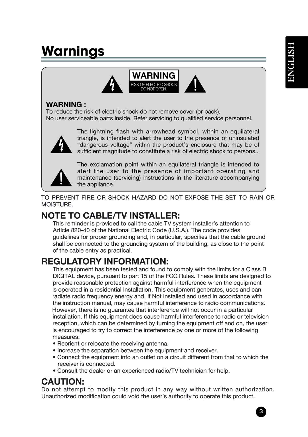 Kreisen LT-30FMP owner manual Regulatory Information 