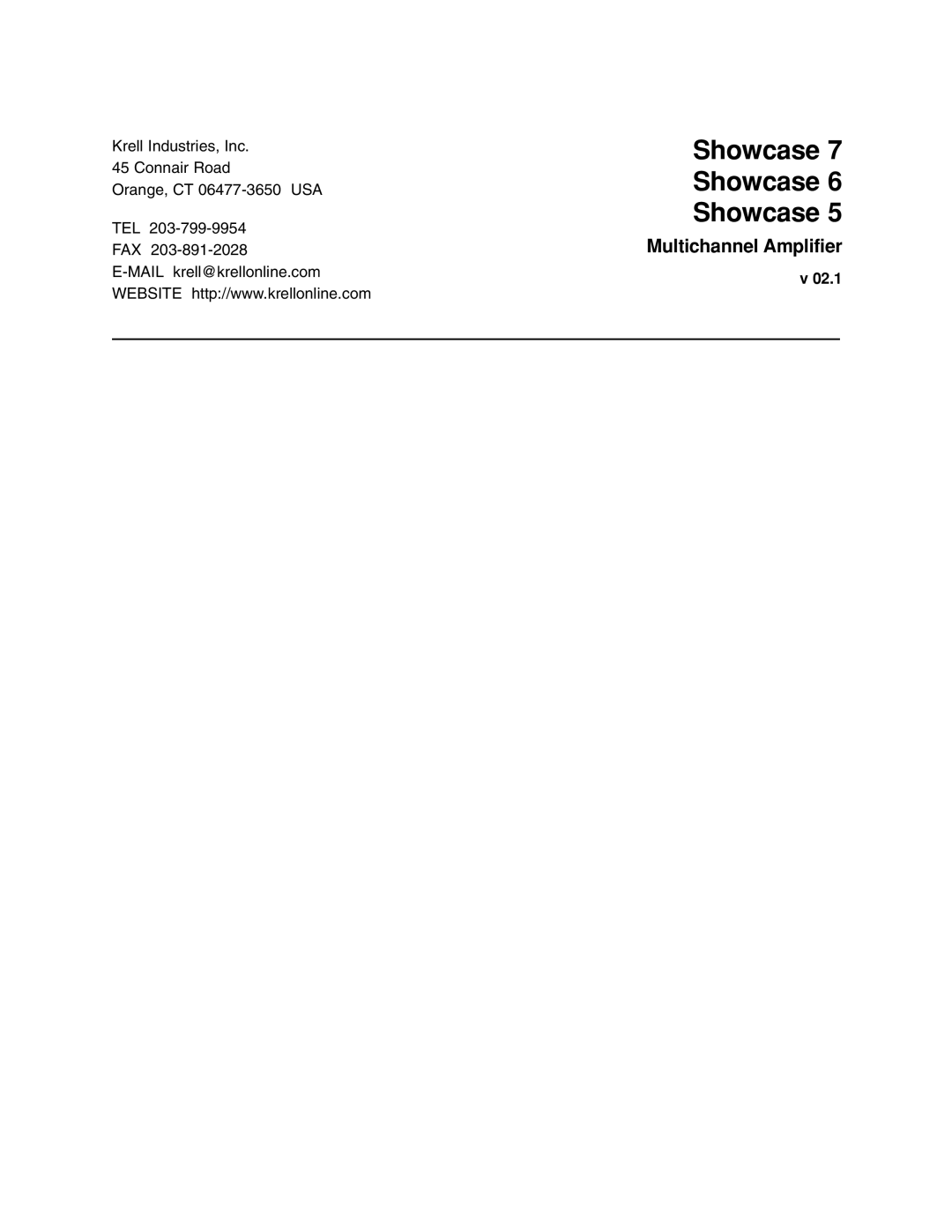 Krell Industries 5, 7, 6 manual 02.1 