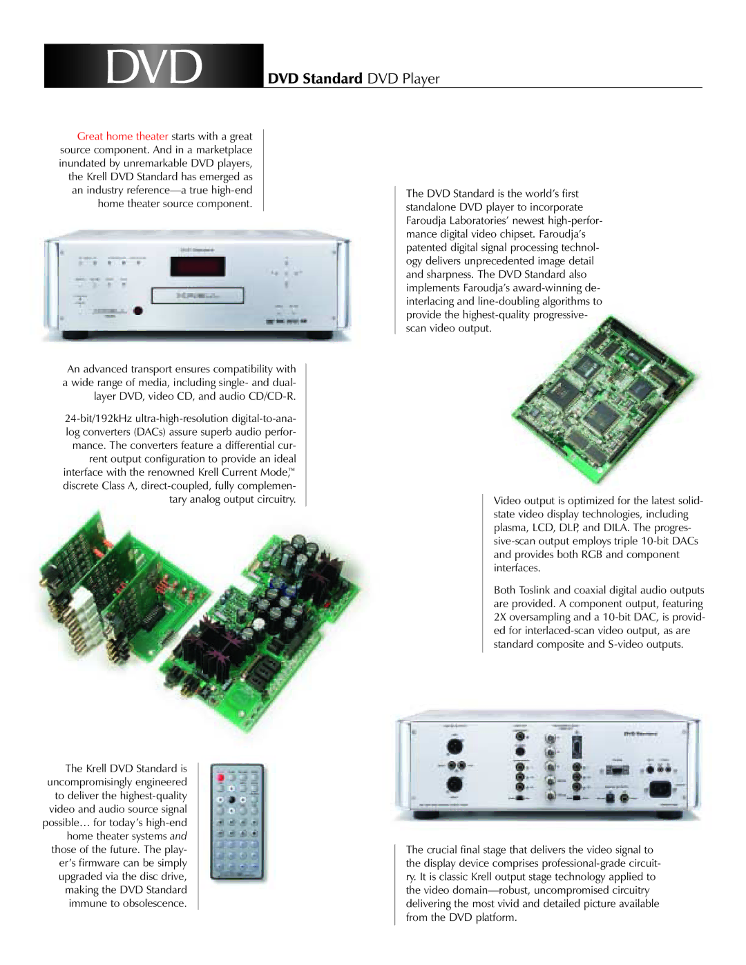 Krell Industries DVD Palyer manual DVD DVD Standard DVD Player 