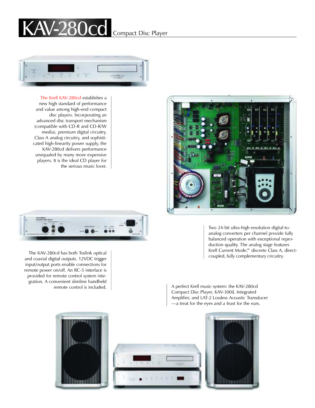 Krell Industries DVD Palyer manual KAV-280cdCompact Disc Player 