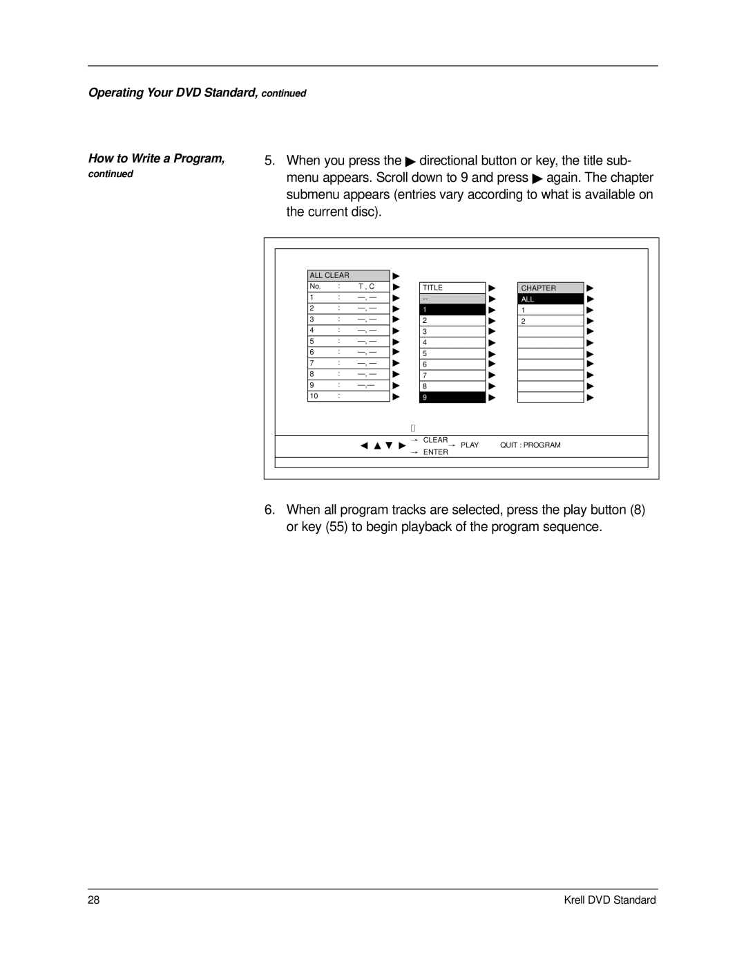 Krell Industries manual Operating Your DVD Standard How to Write a Program 