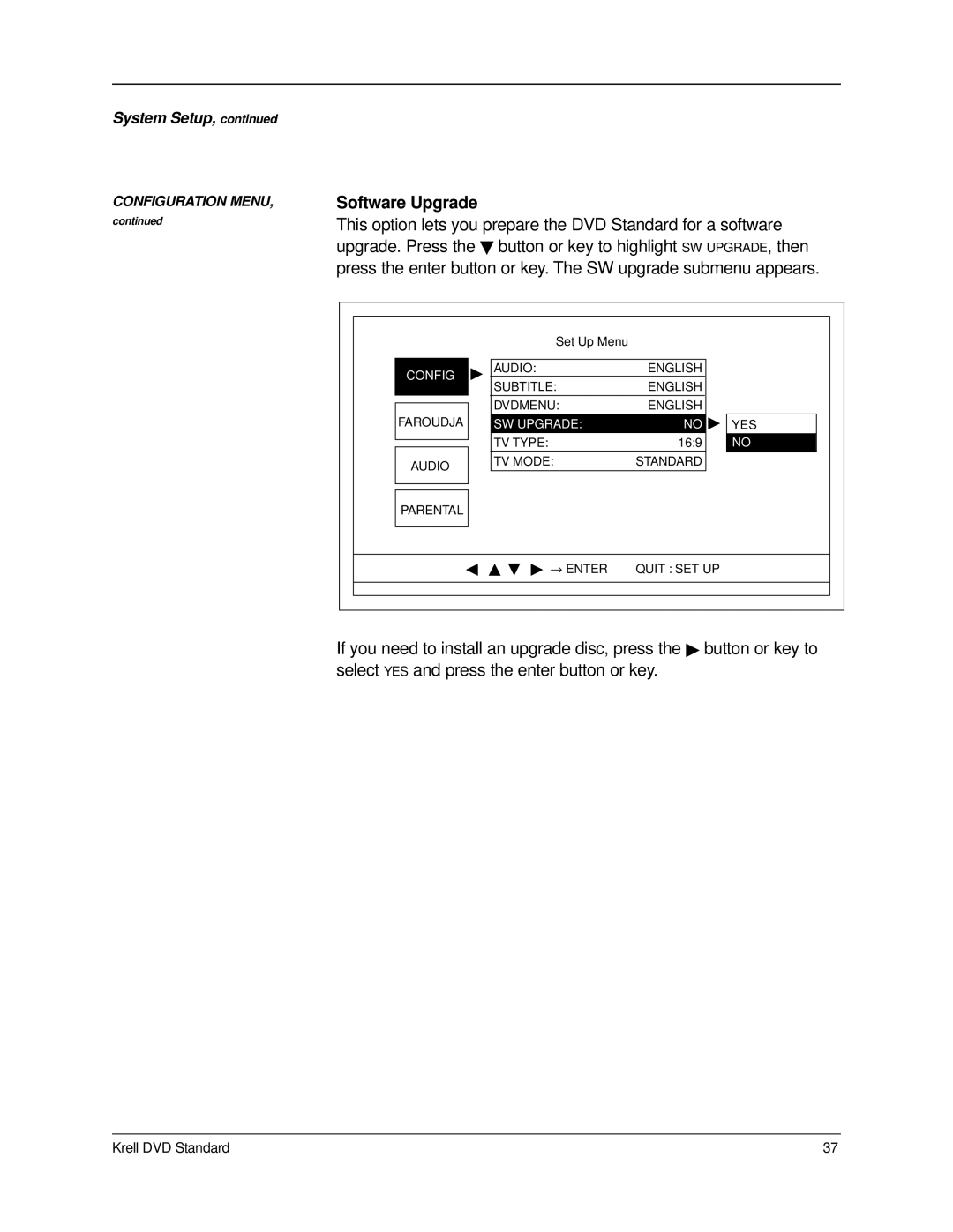 Krell Industries DVD Standard manual Software Upgrade 