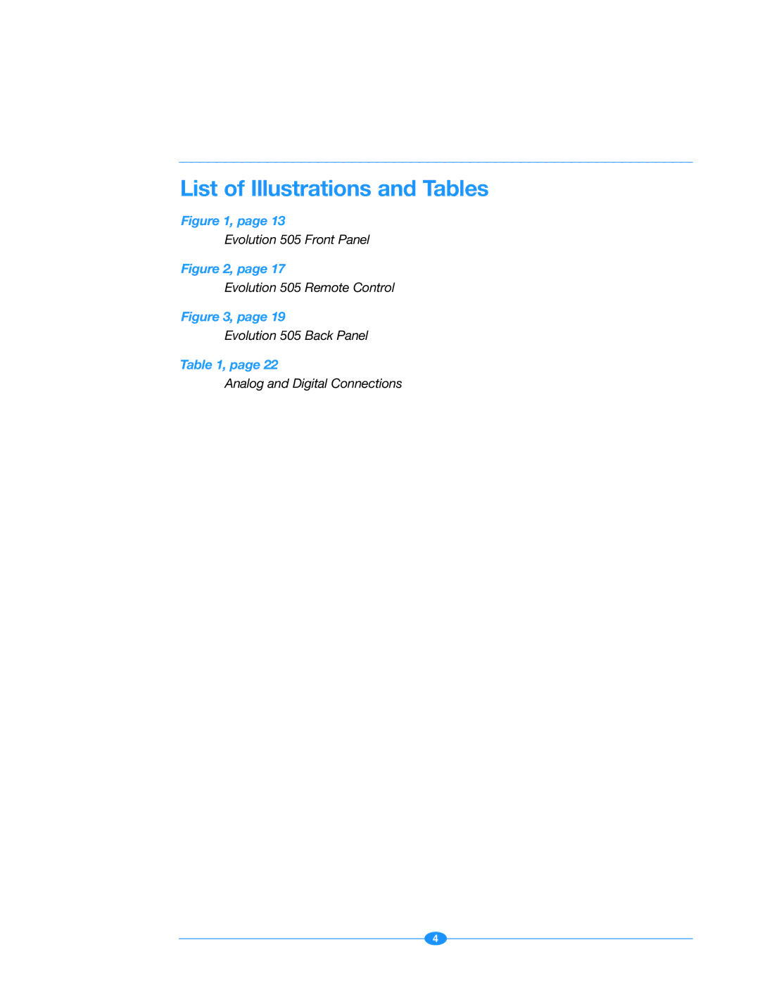 Krell Industries Evolution 505 manual List of Illustrations and Tables 