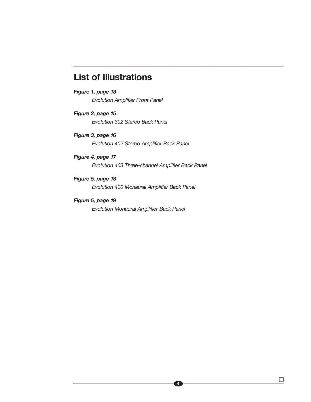 Krell Industries 900, Evolution 600, 400 manual List of Illustrations 