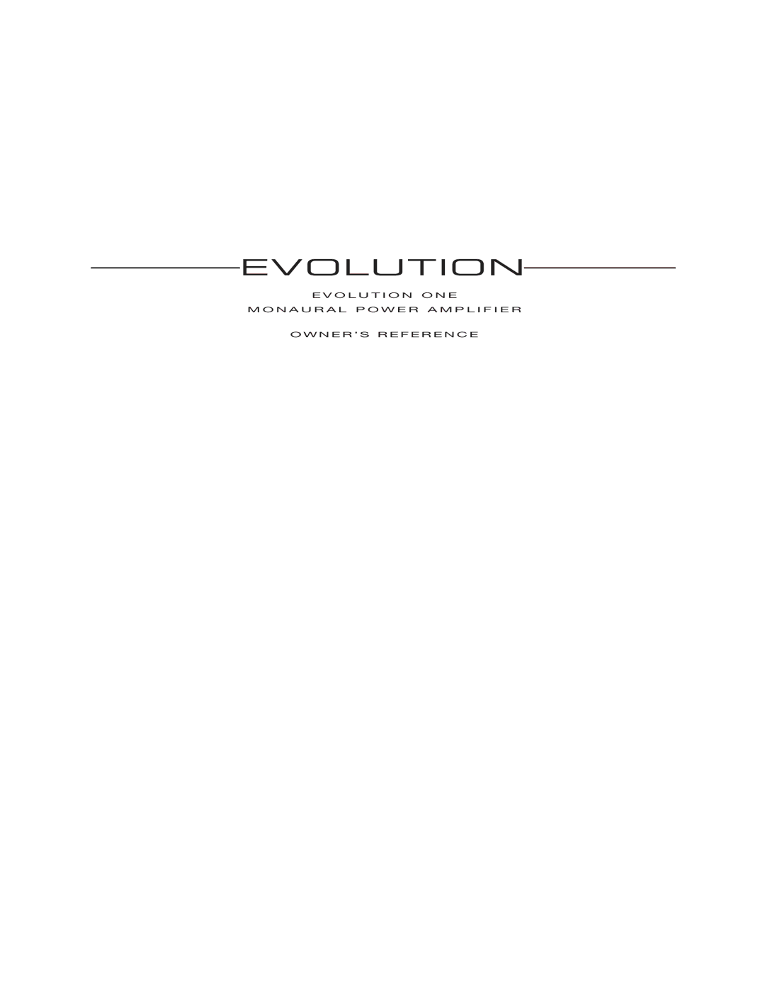 Krell Industries Evolution One manual 