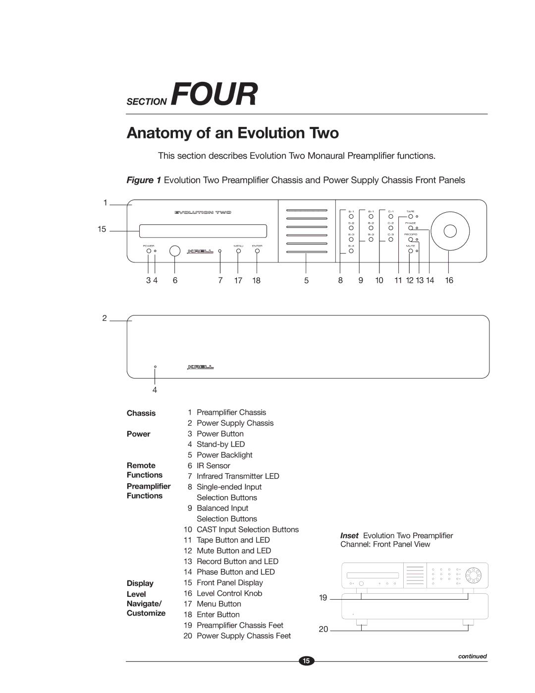 Krell Industries EVOLUTION TWO MONAURAL PREAMPLIFIER manual Anatomy of an Evolution Two, 11 12 13 