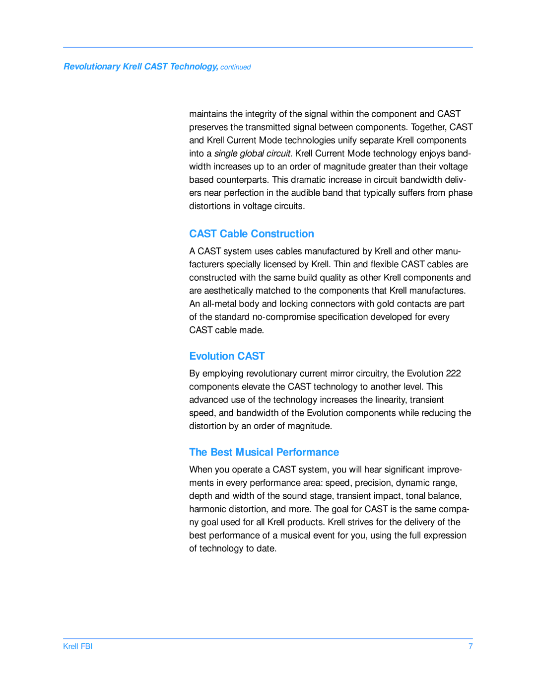 Krell Industries FBI manual Cast Cable Construction 