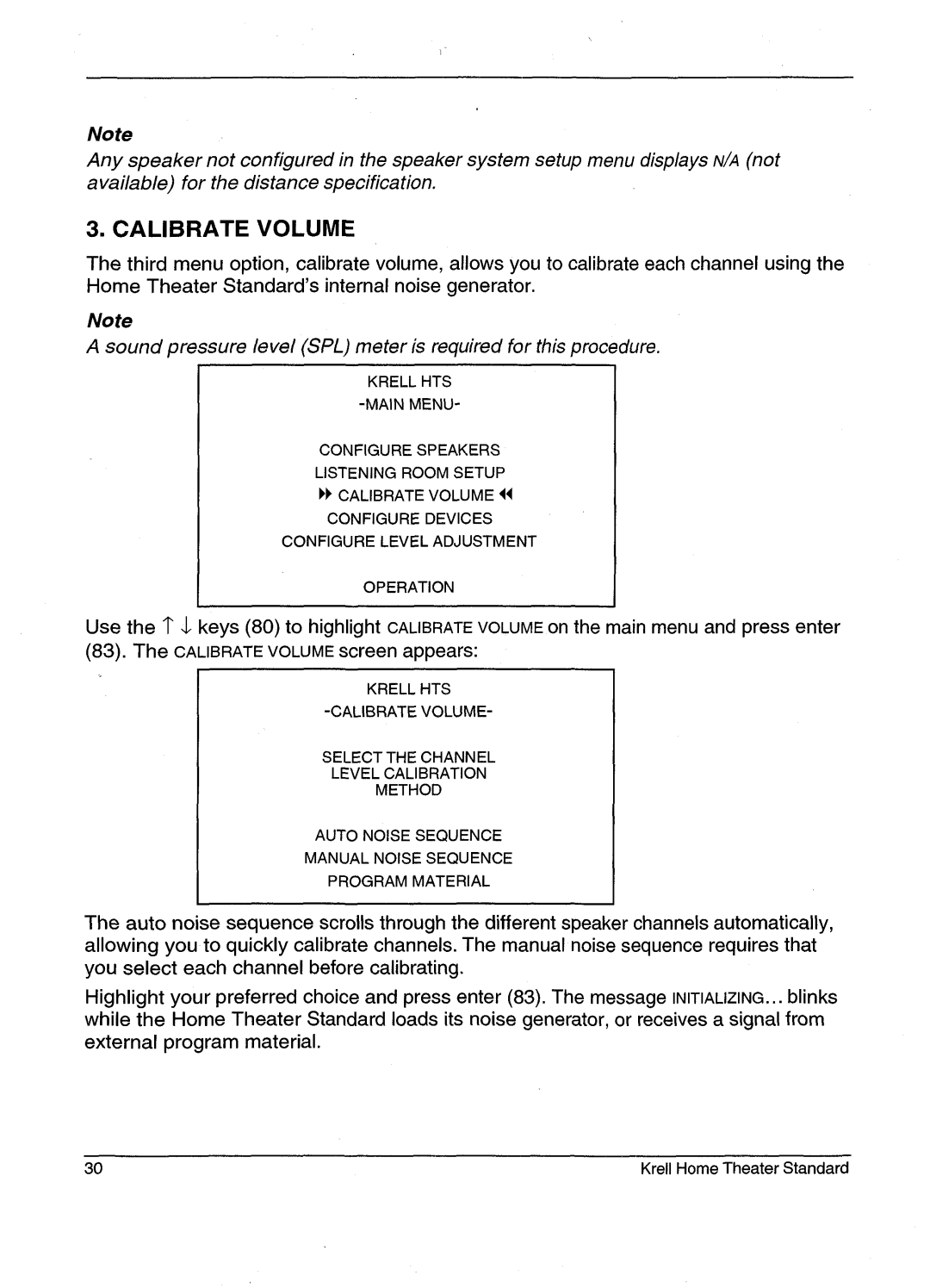 Krell Industries HTS 2 manual Calibrate Volume 