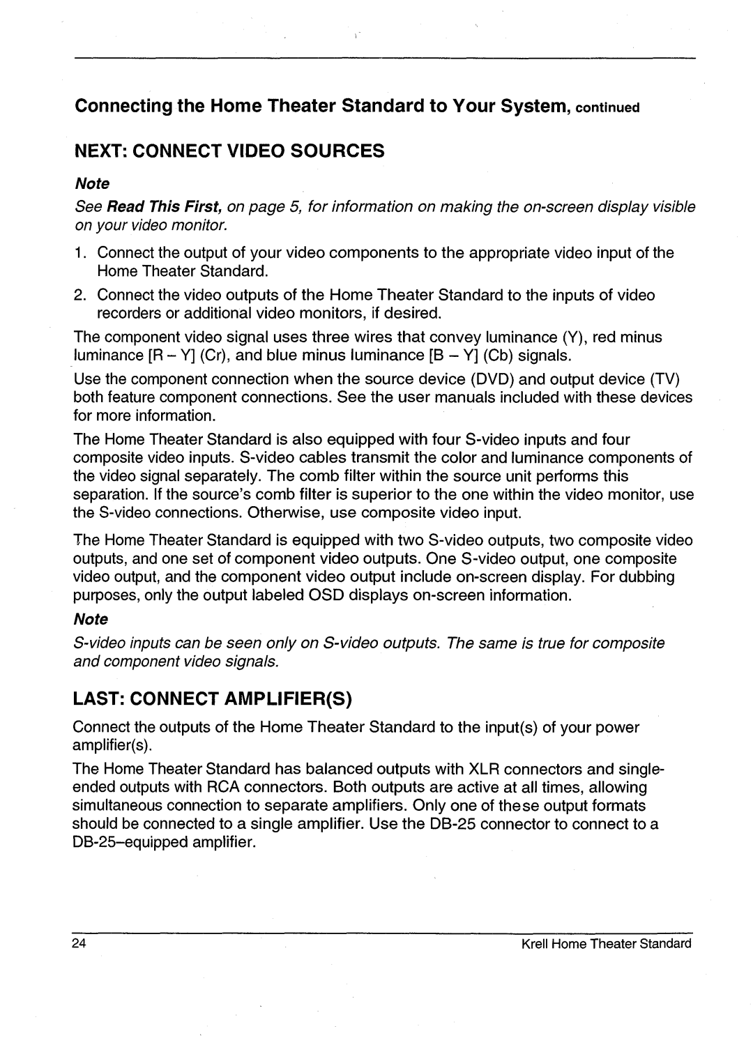 Krell Industries HTS 2 manual Next: Connectvideo Sources, Last: Connectamplifiers 