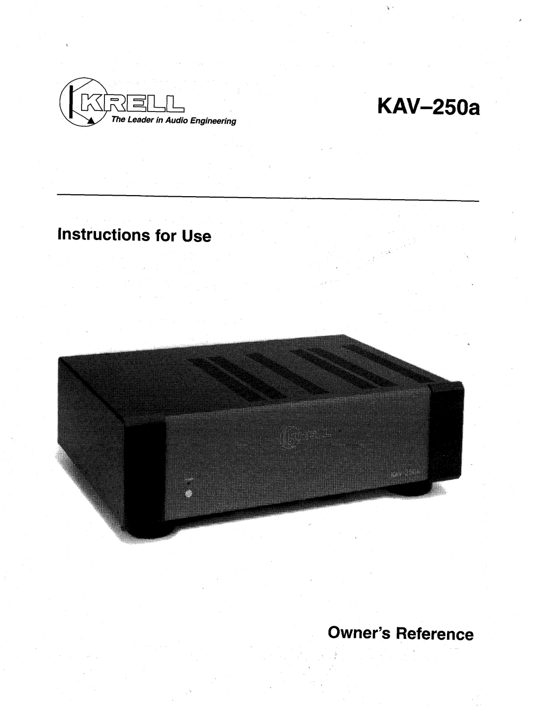 Krell Industries KAV-250a manual AVH-eO~ 