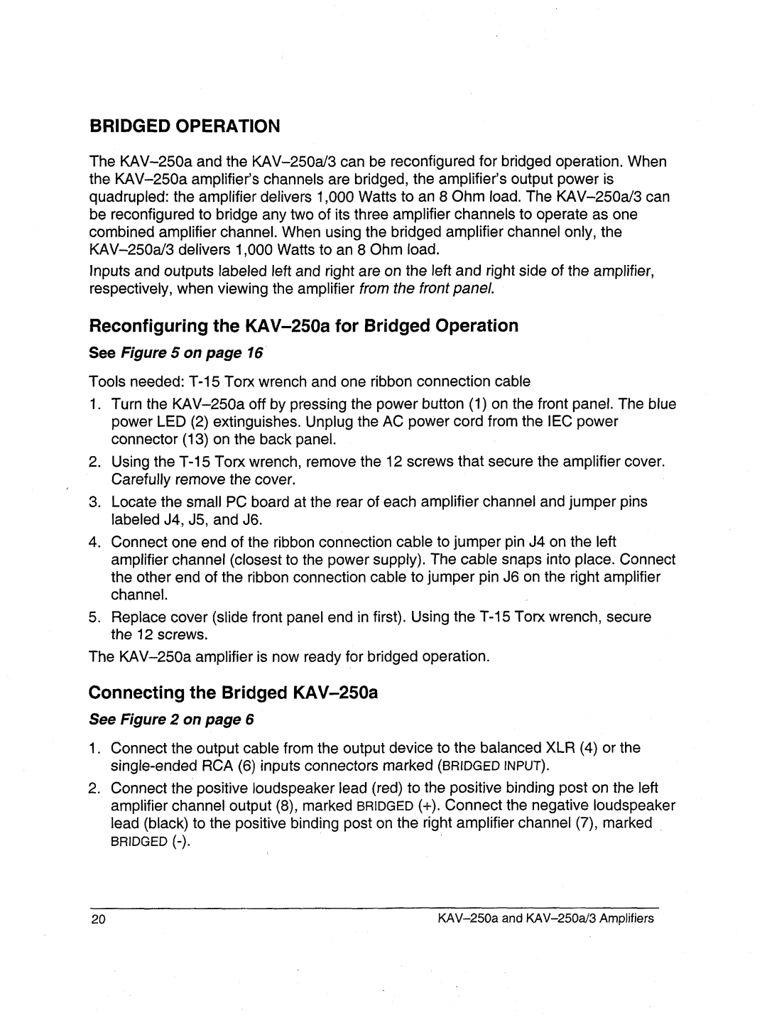 Krell Industries KAV-250a/3 manual SeeFigure 5 on page16 