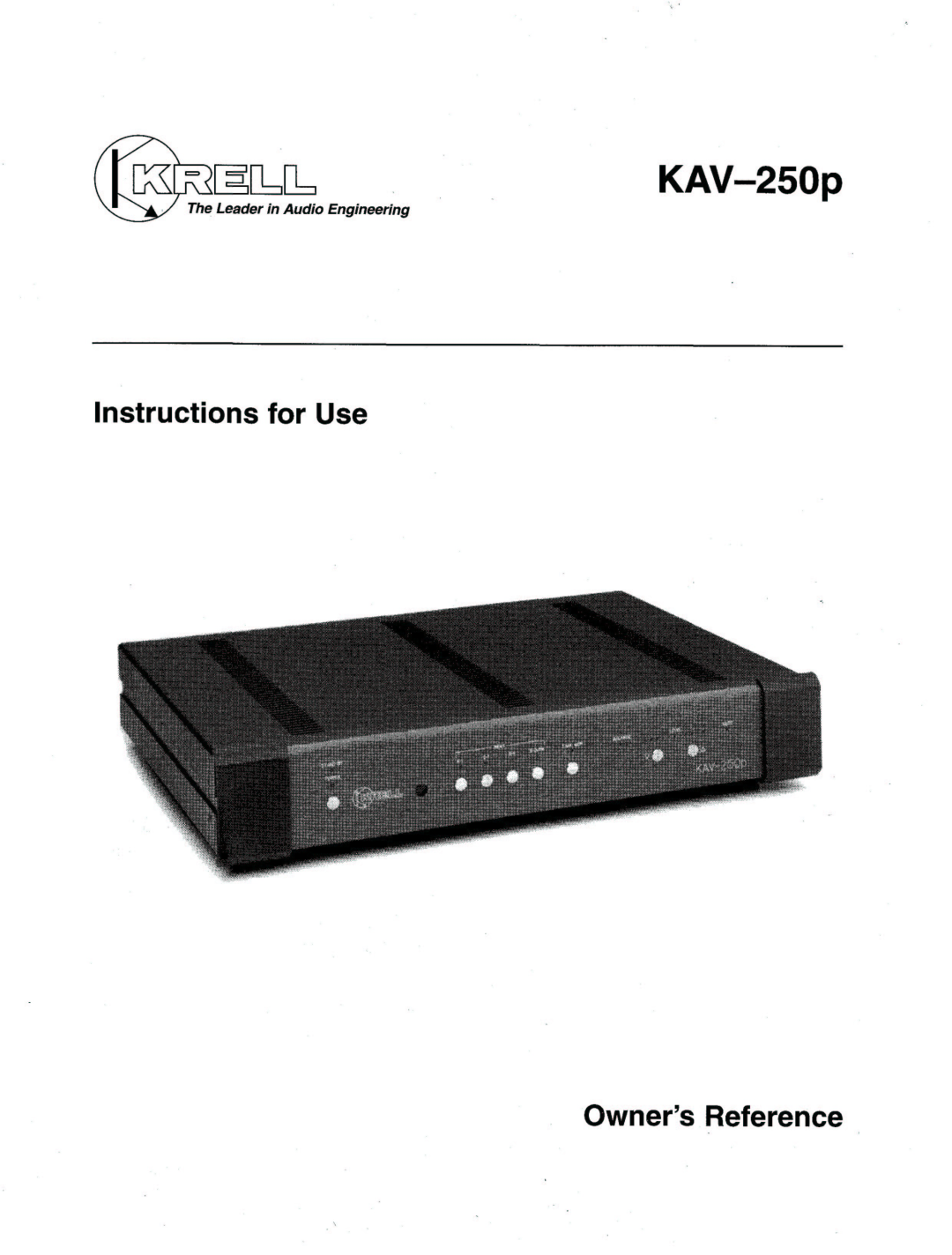 Krell Industries KAV-250p manual 