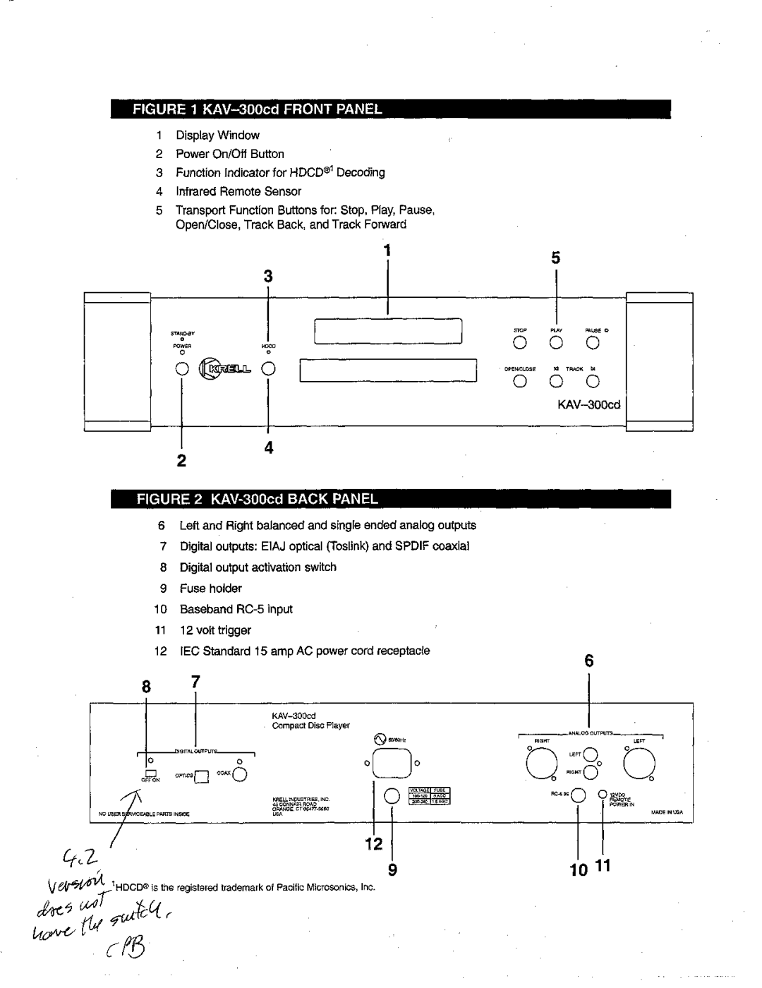 Krell Industries KAV-300cd manual 