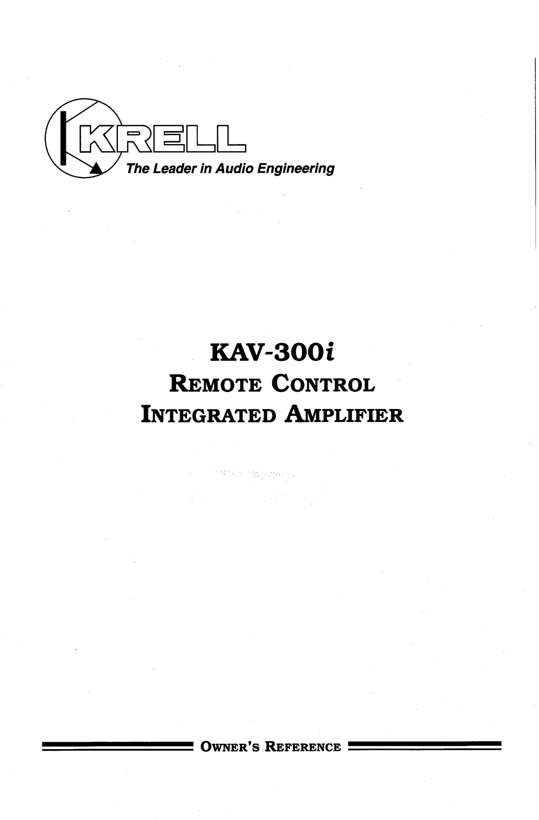 Krell Industries KAV-300I manual 