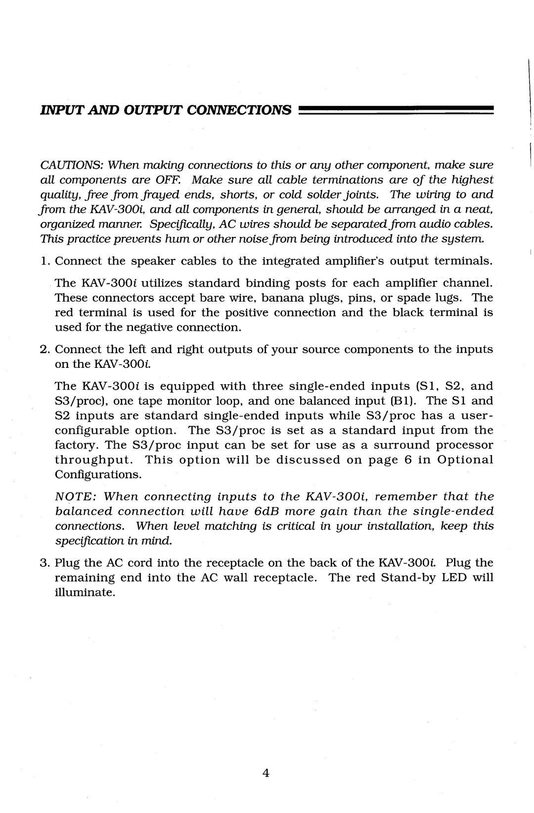 Krell Industries KAV-300I manual 