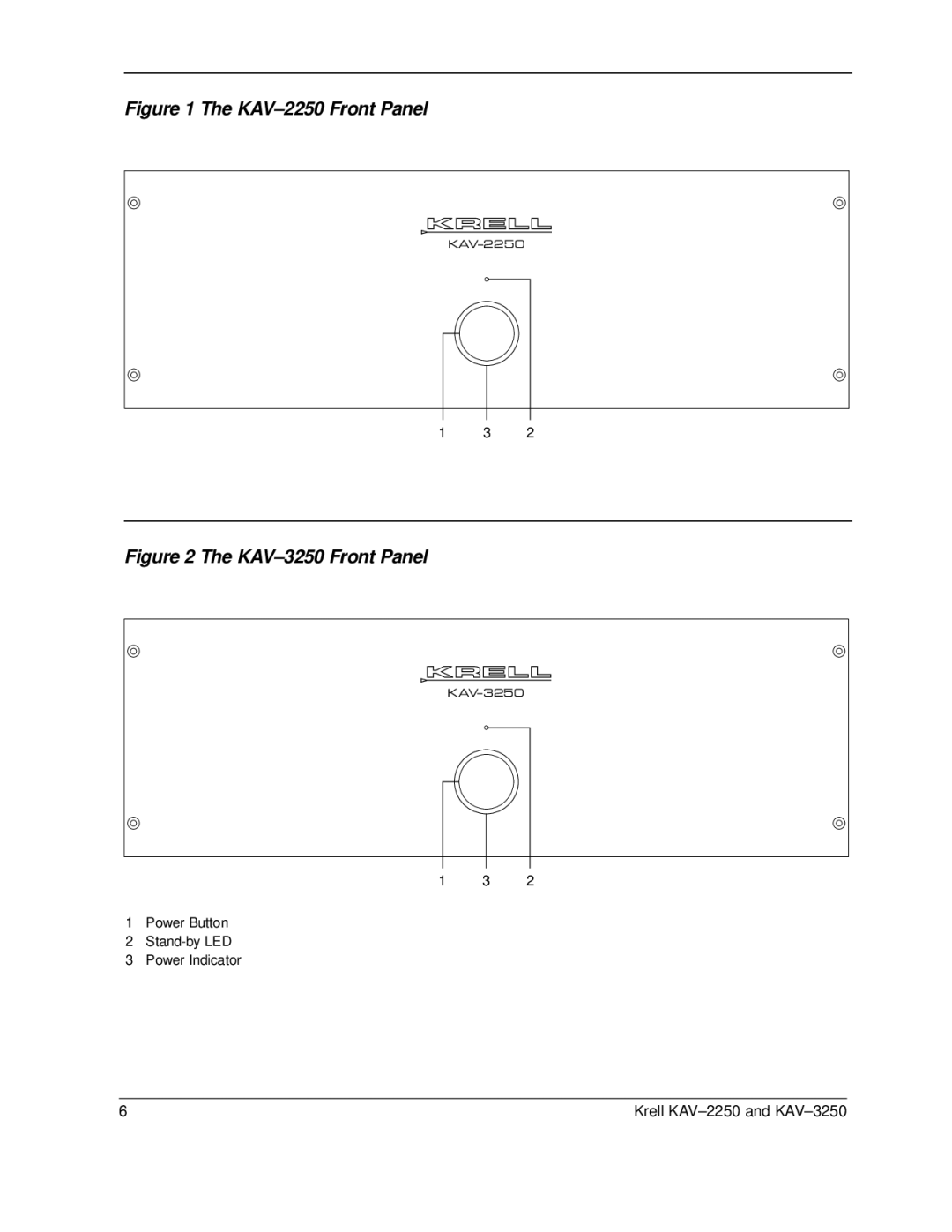 Krell Industries KAV2250, KAV 3250 manual KAV-2250 Front Panel 