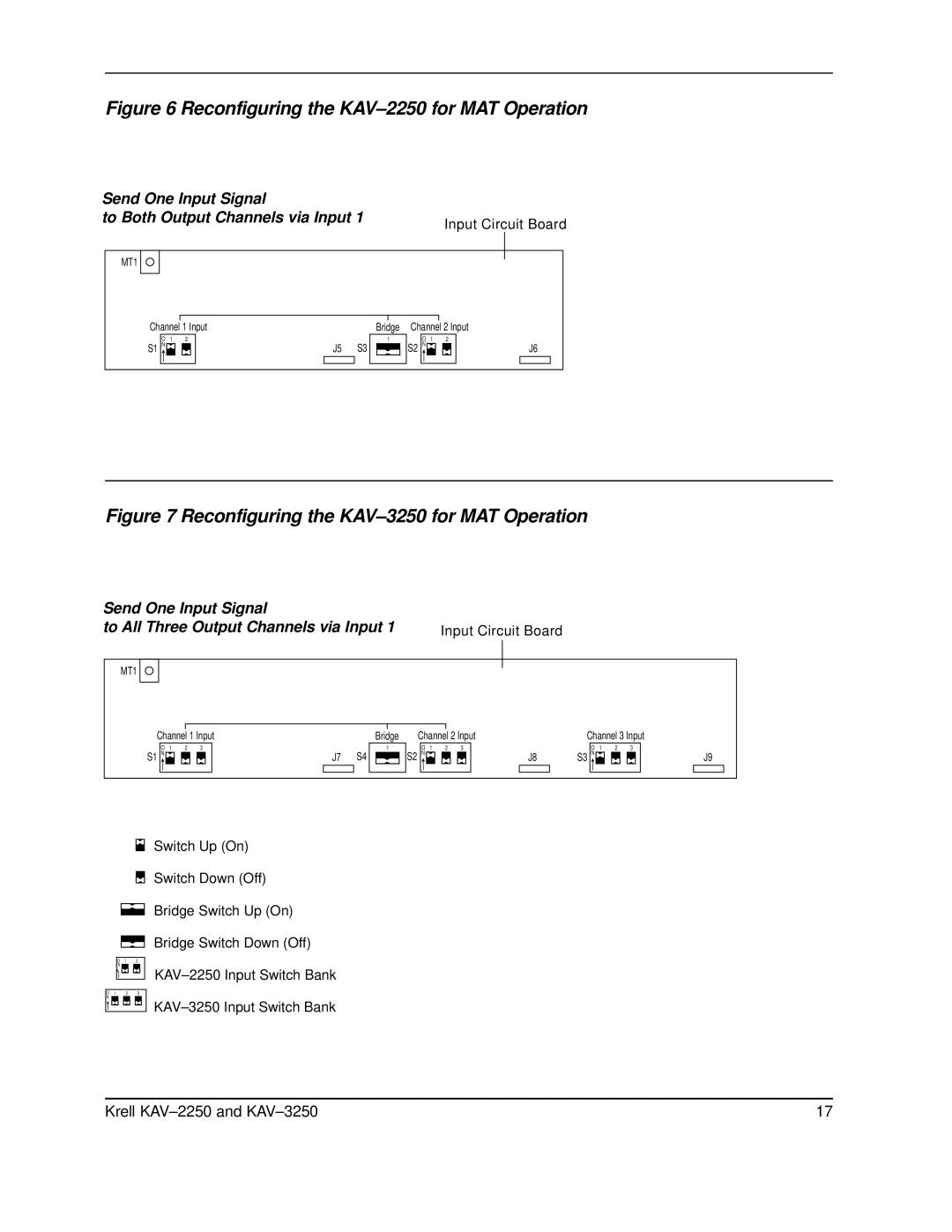 Krell Industries KAV 3250, KAV2250 manual Reconfiguring the KAV-2250 for MAT Operation 