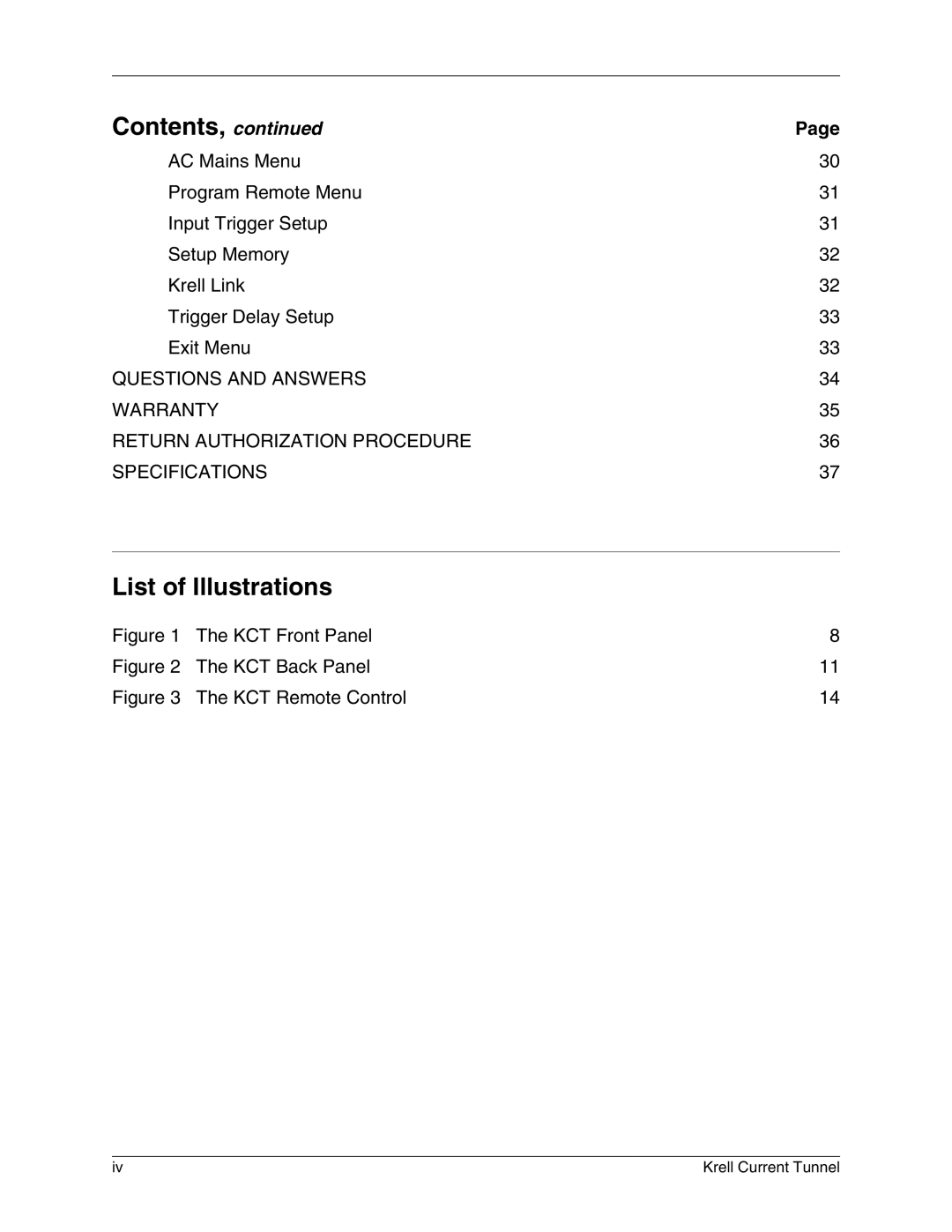 Krell Industries KCT manual List of Illustrations 