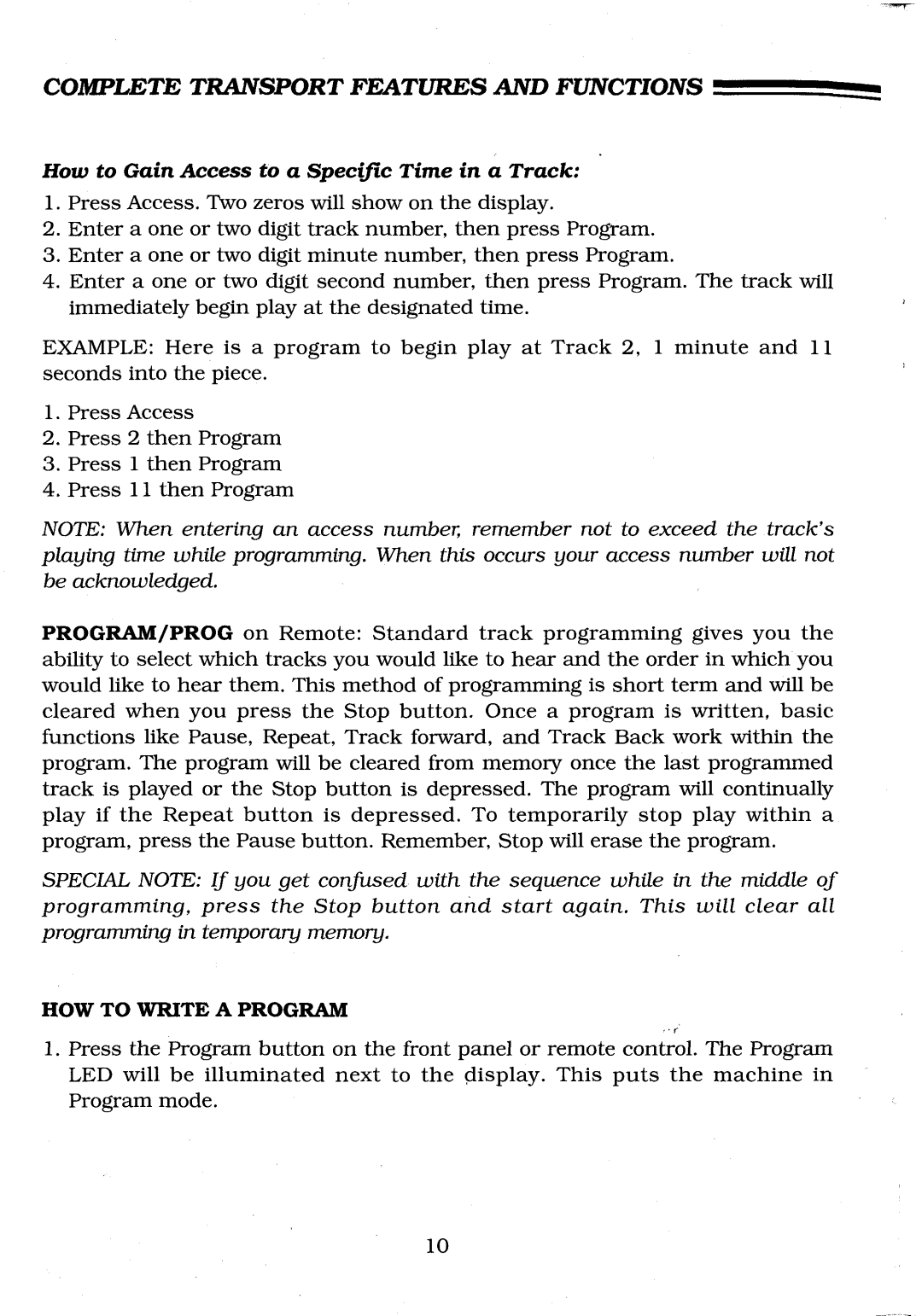 Krell Industries KPS-20t, KPS-20i/l manual How to Gain Access to a Specific Time in a Track, HOW to Write a Program 