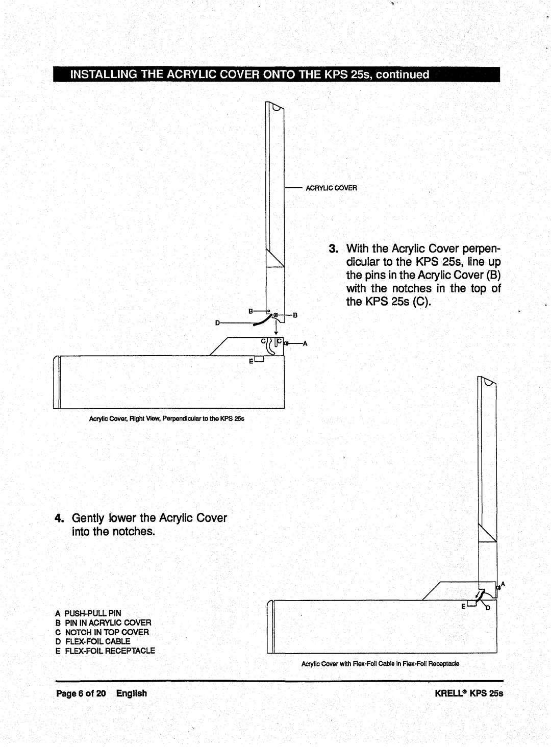 Krell Industries KPS 25s manual INSTALLINGTHEACRYLICCOVERONTOTHEKPS25s, continued 