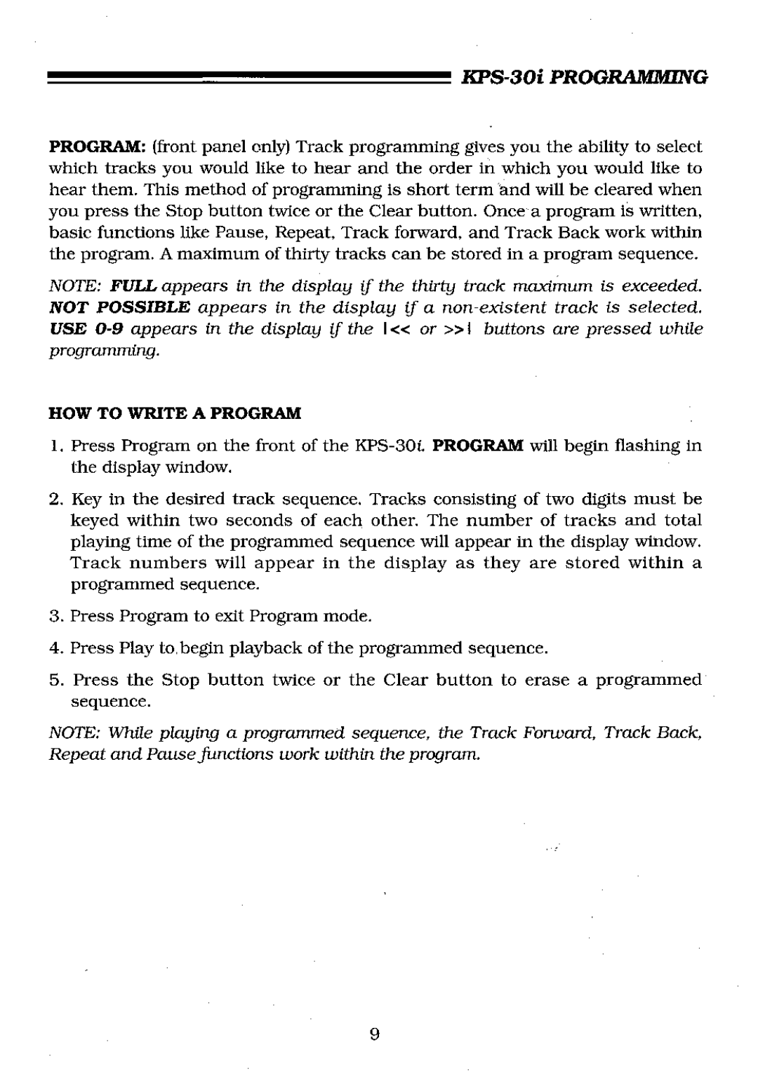 Krell Industries manual KPS-30i Programming, HOW to Write a Program 