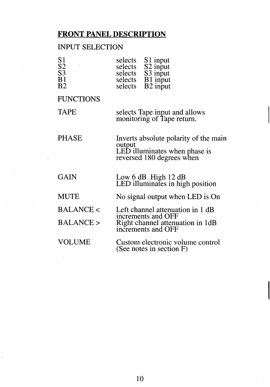 Krell Industries KRC 2 manual Front Panel Description 