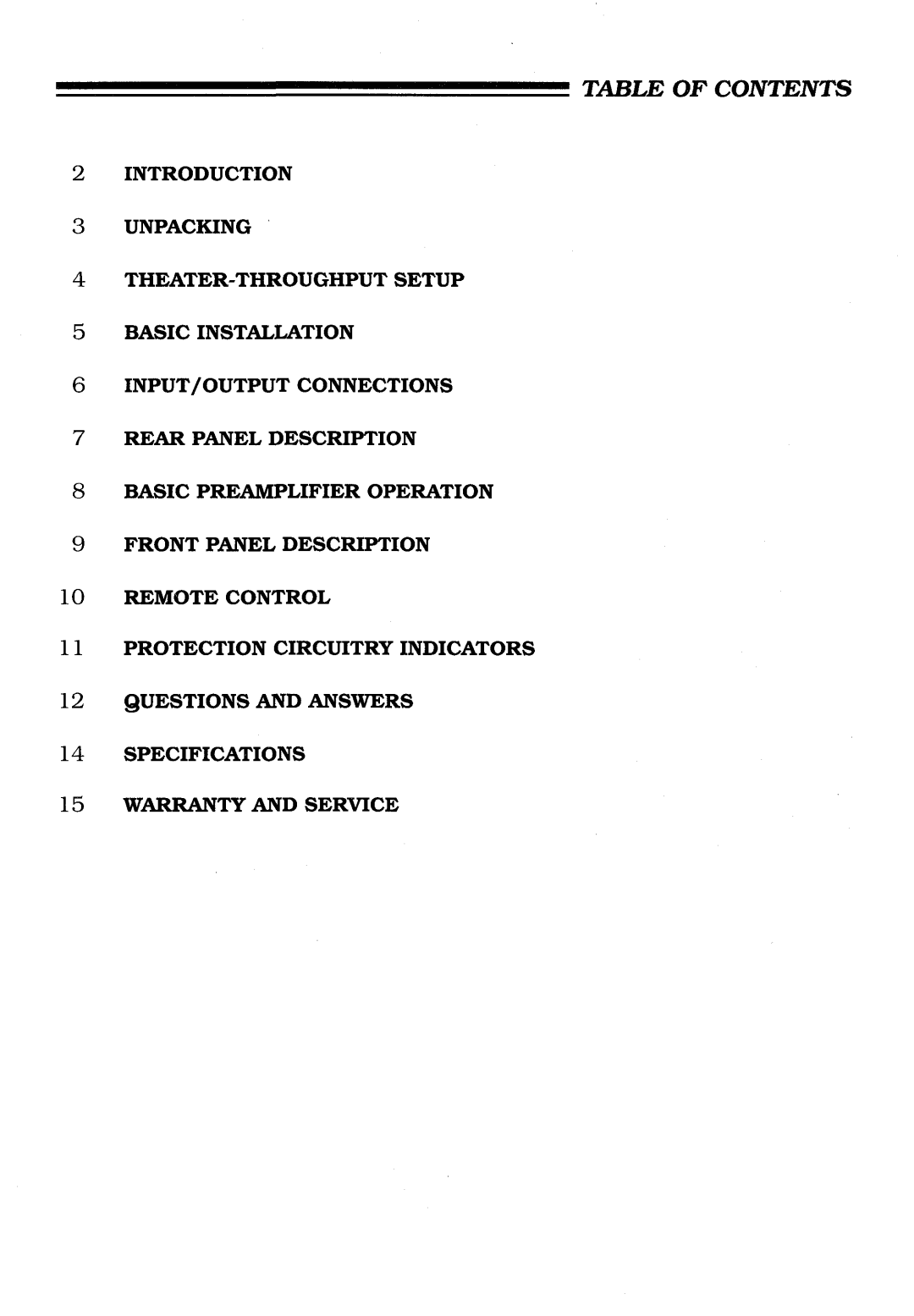 Krell Industries KRC-HR manual Table of Contents 