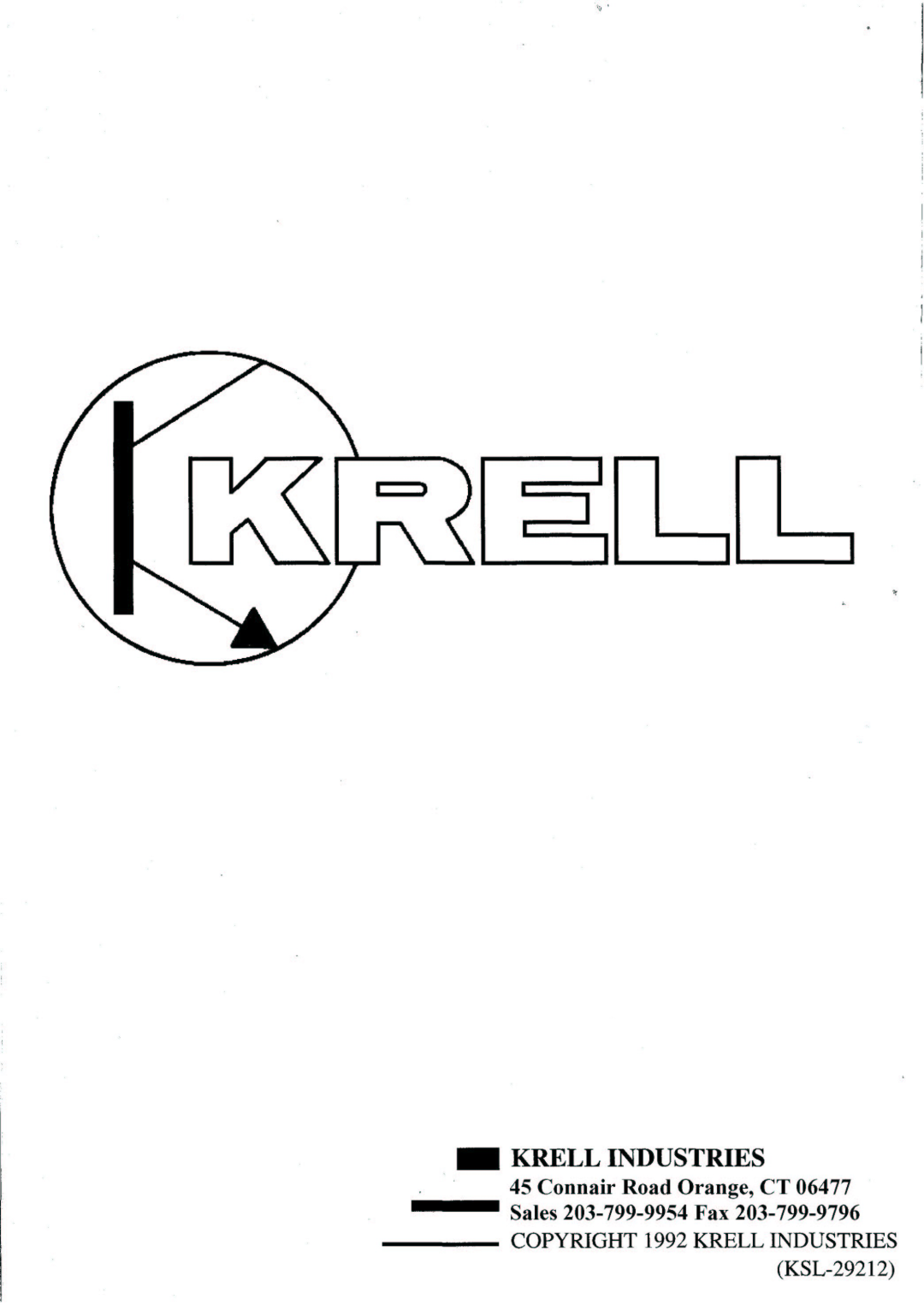 Krell Industries kSL-2 manual 