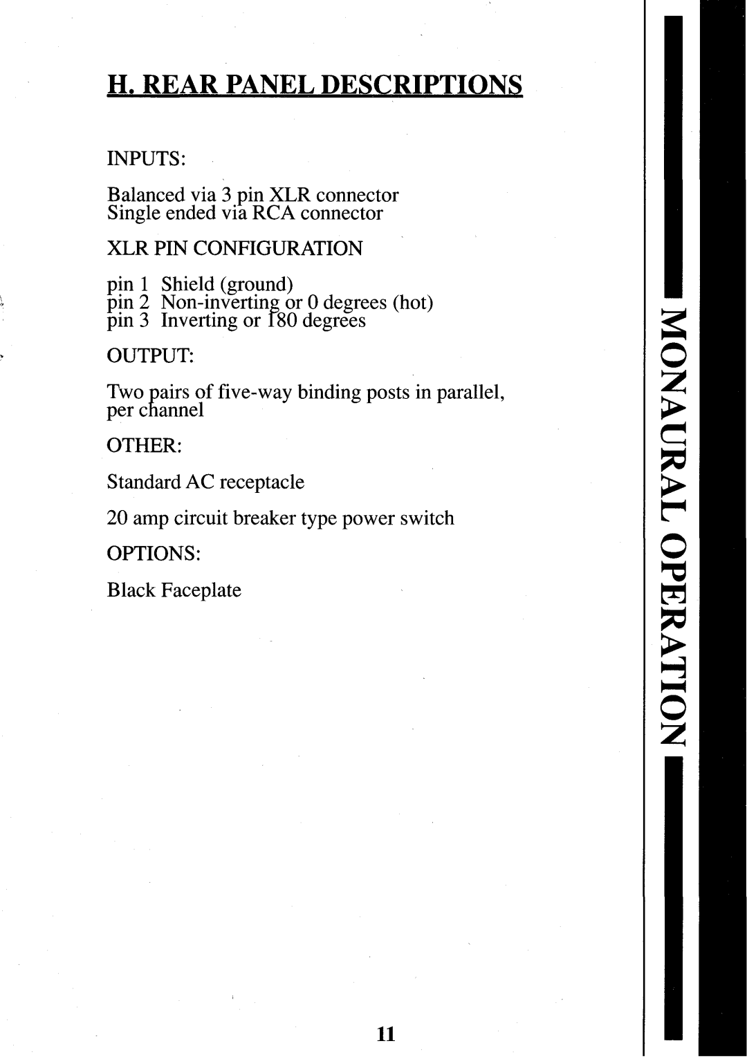 Krell Industries KST100 manual Rear Panel Descriptions 