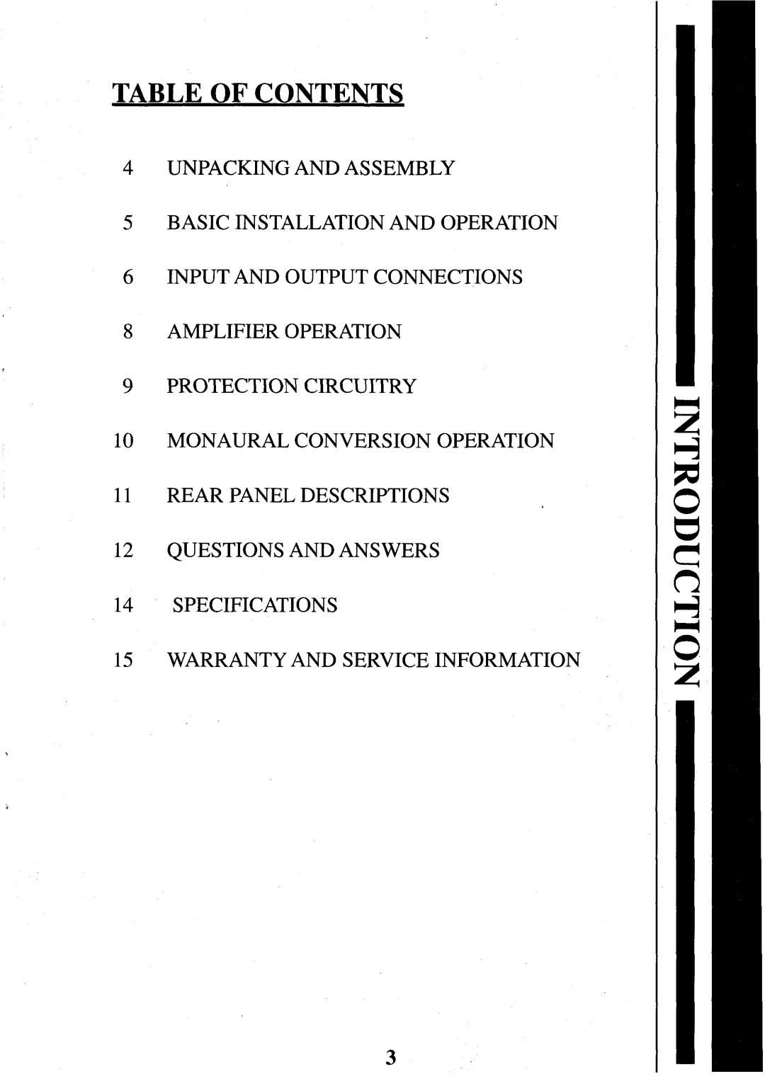 Krell Industries KST100 manual Table of Contents 