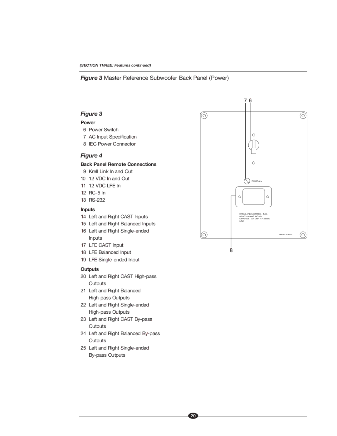 Krell Industries MASTER REFERENCE SUBWOOFER manual Power 