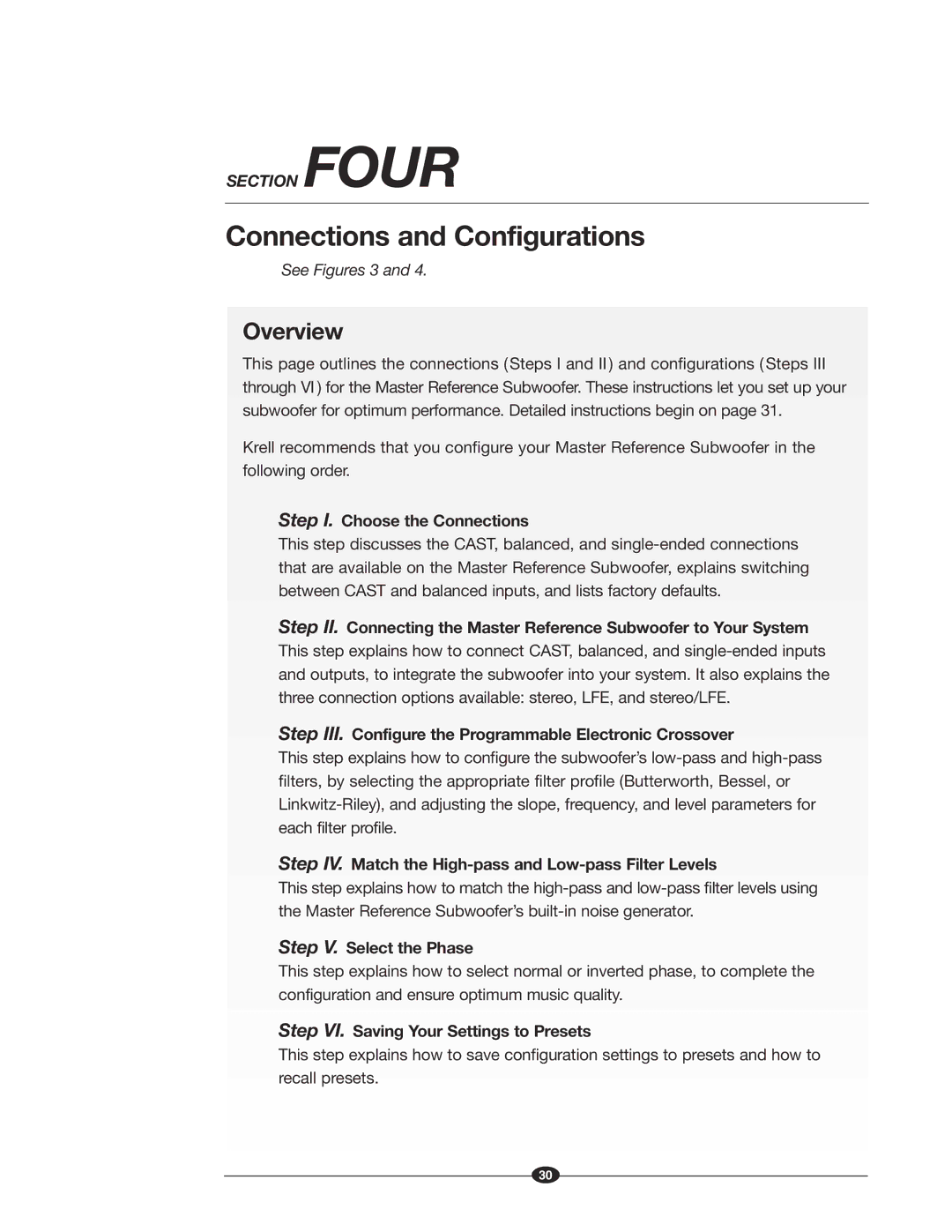 Krell Industries MASTER REFERENCE SUBWOOFER manual Connections and Configurations, Overview 