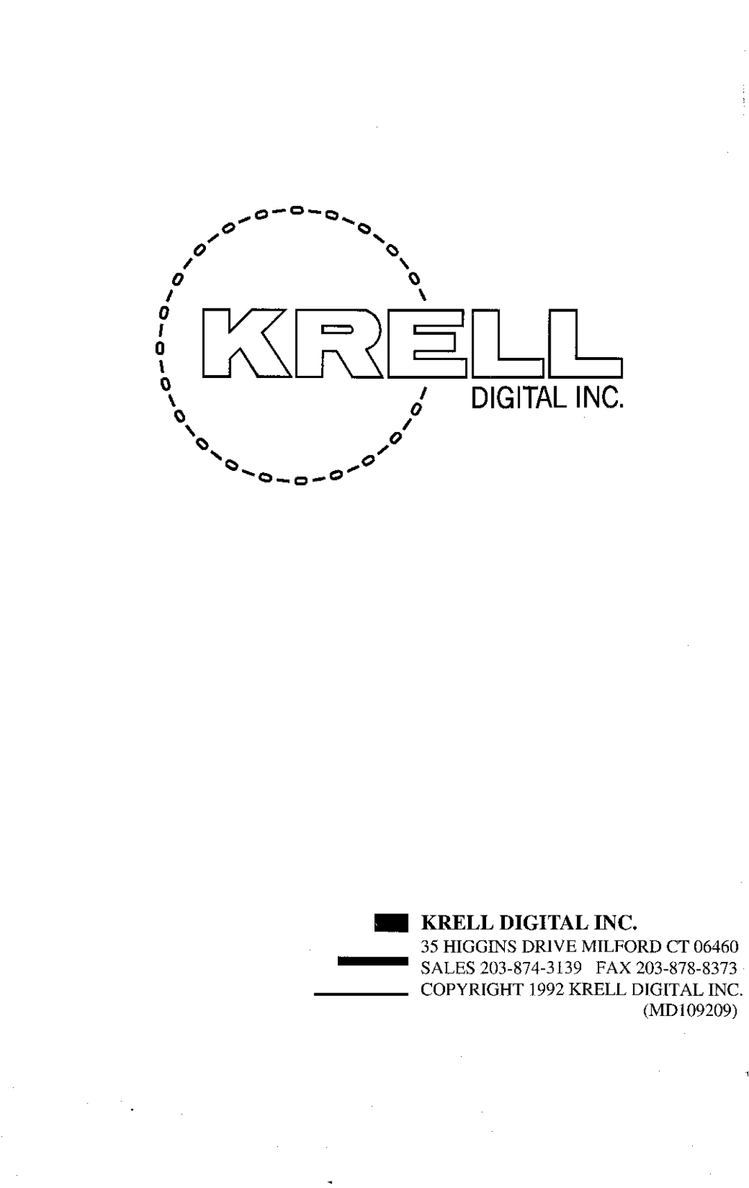 Krell Industries MD10 manual Digitalinc 