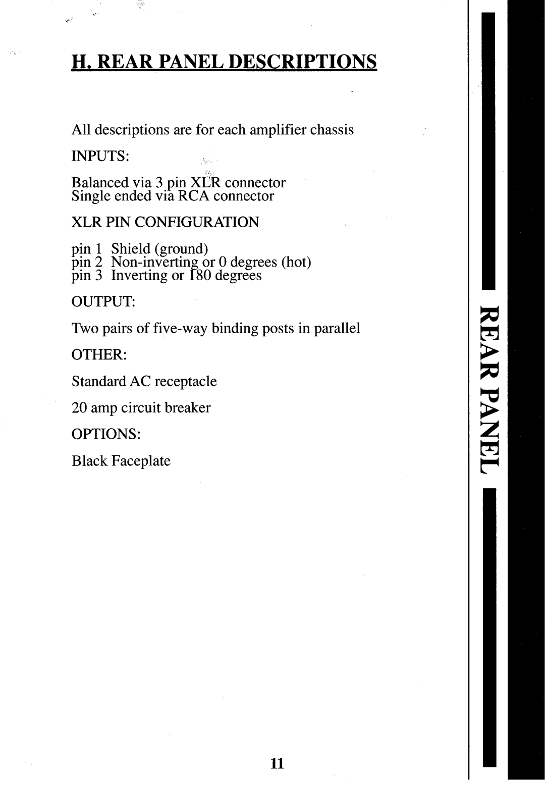 Krell Industries MDA-300/500 manual Rear Panel Descriptions 