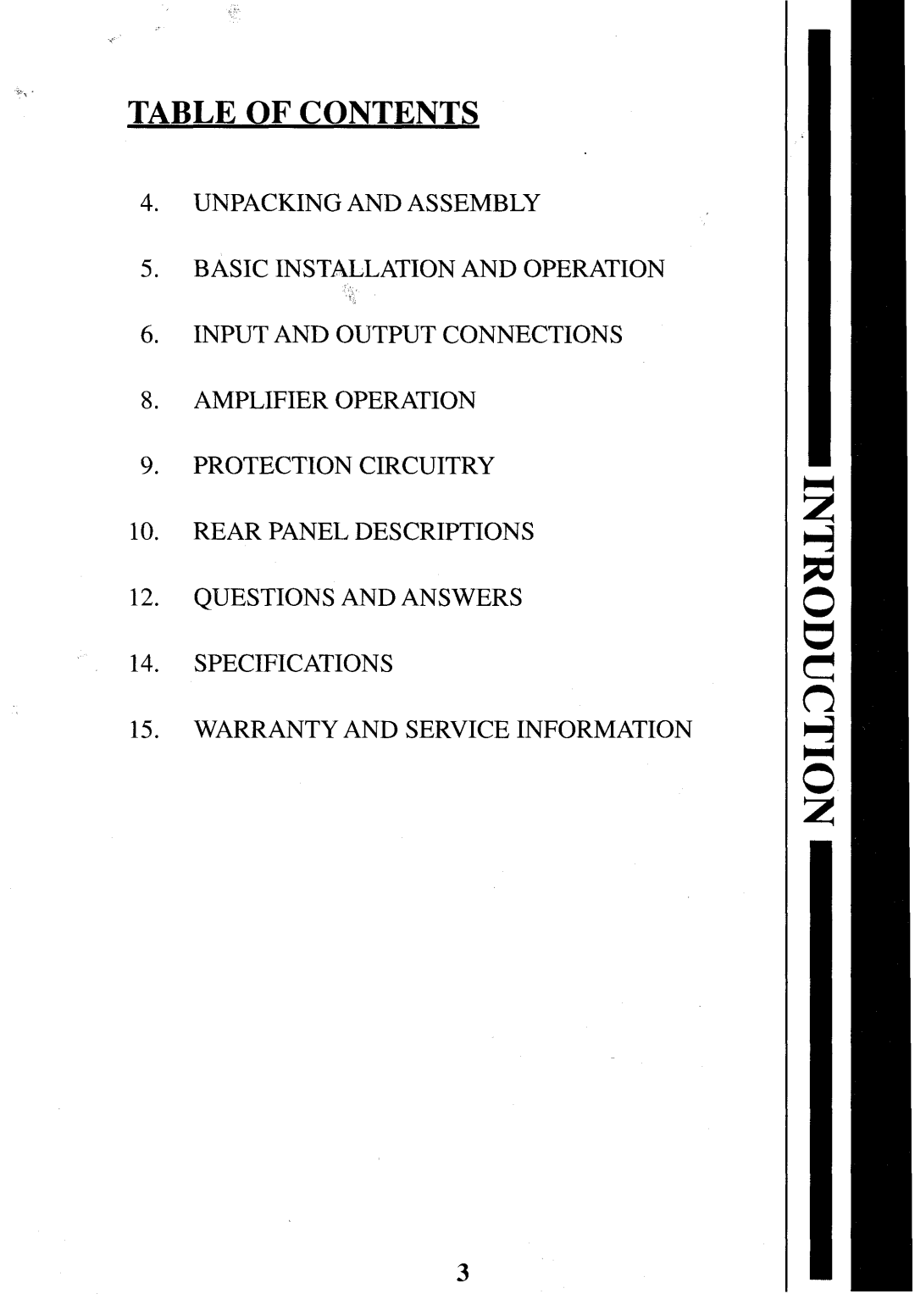 Krell Industries MDA-300/500 manual Table of Contents 