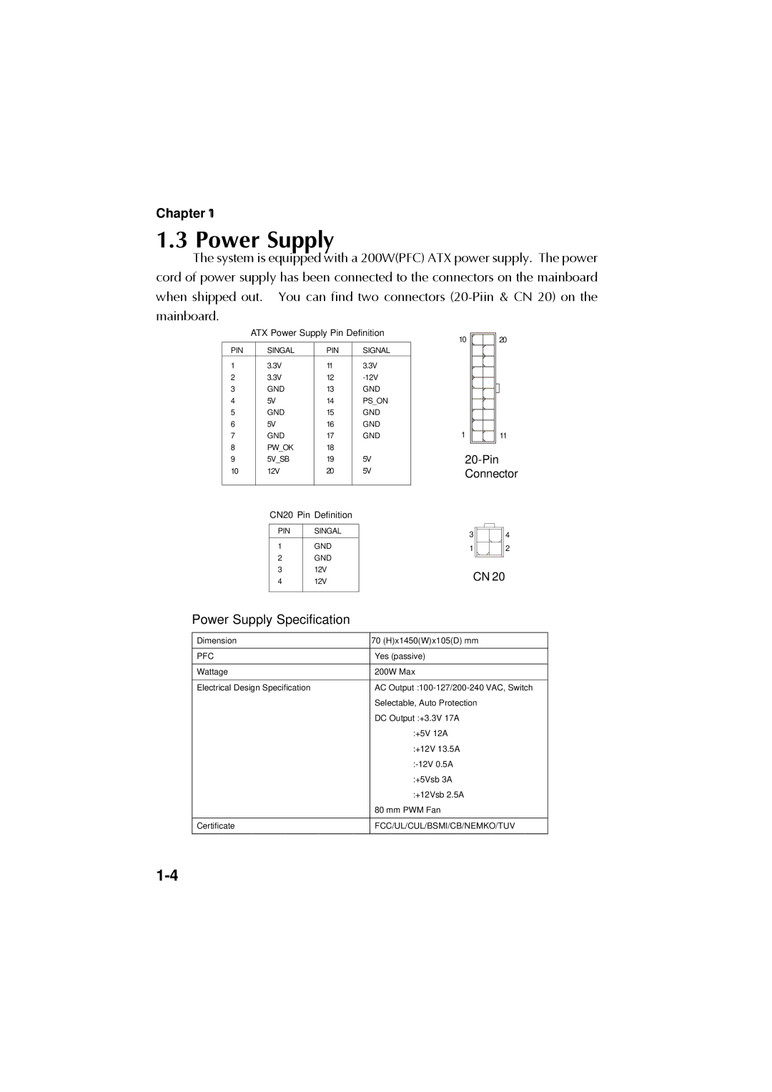 Krell Industries MS 6760 manual Power Supply Specification 