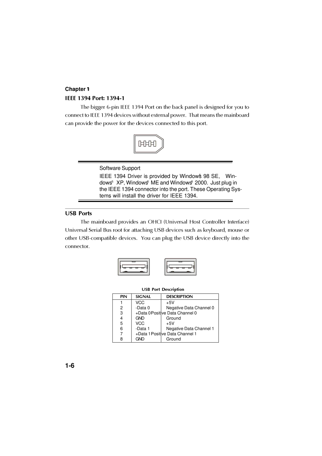 Krell Industries MS 6760 manual Ieee 1394 Port J1394-1, USB Ports 