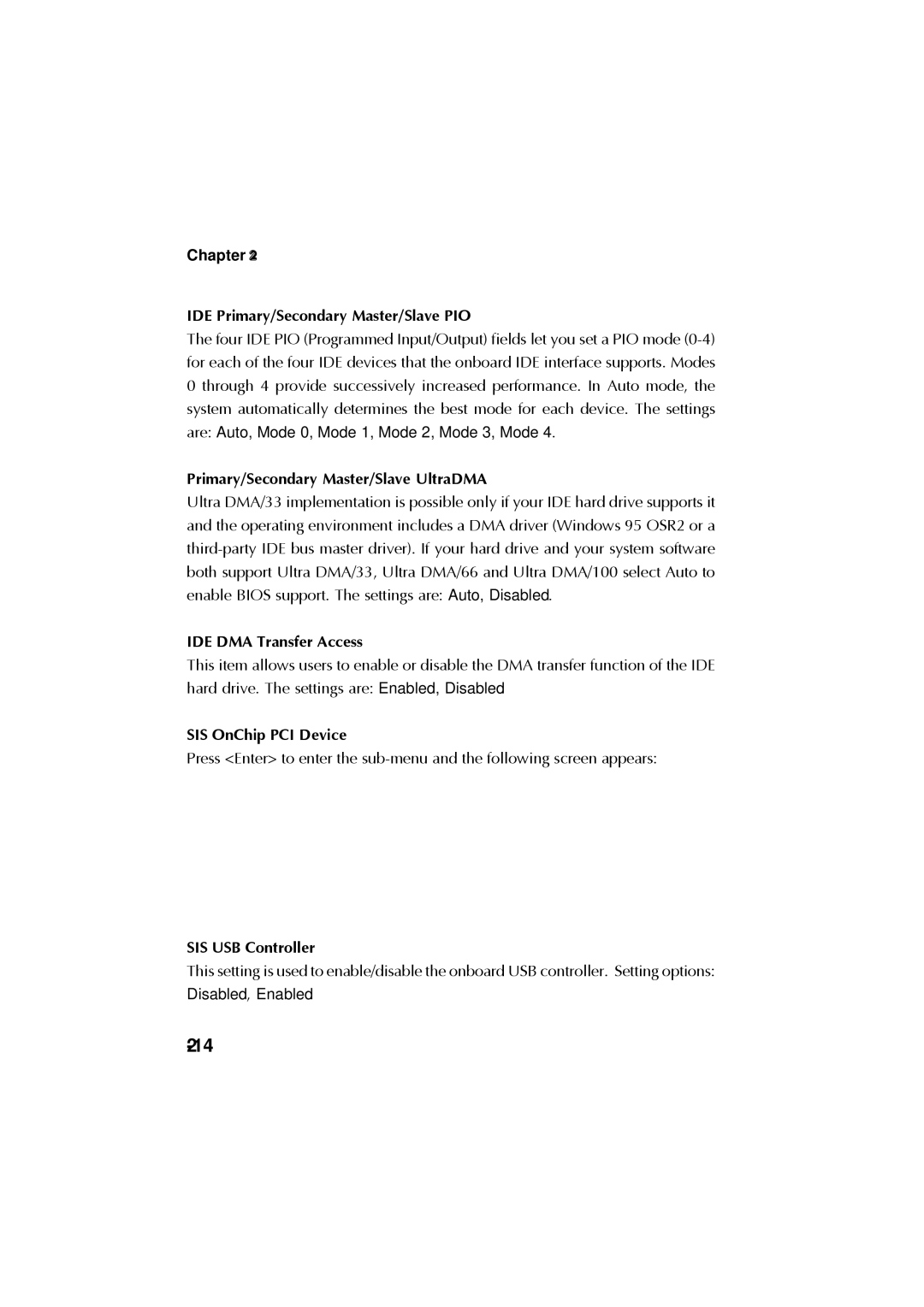 Krell Industries MS 6760 manual Chapter IDE Primary/Secondary Master/Slave PIO, Primary/Secondary Master/Slave UltraDMA 