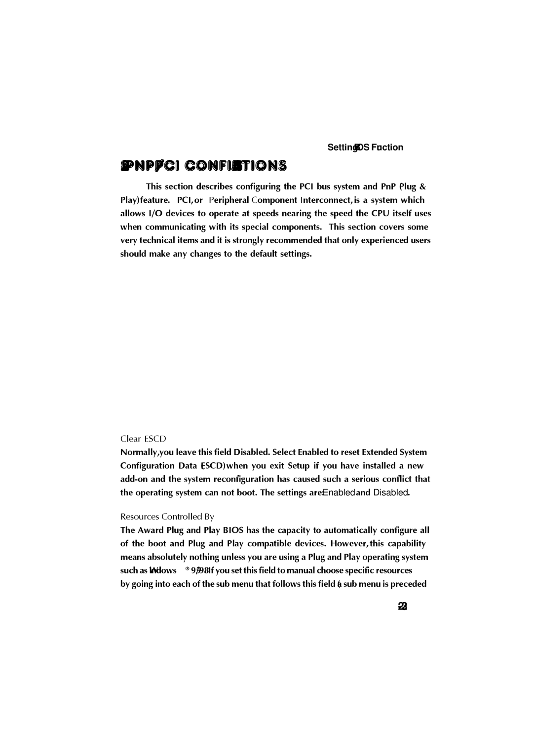 Krell Industries MS 6760 manual Pnp/pci configurations, Clear Escd, Resources Controlled By 