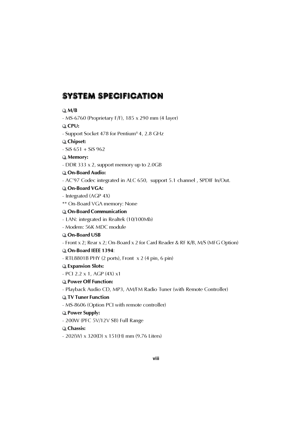 Krell Industries MS 6760 manual System Specification 